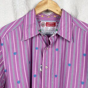 Robert Graham embroidered purple stripe button down Freshly Laundered Shirt